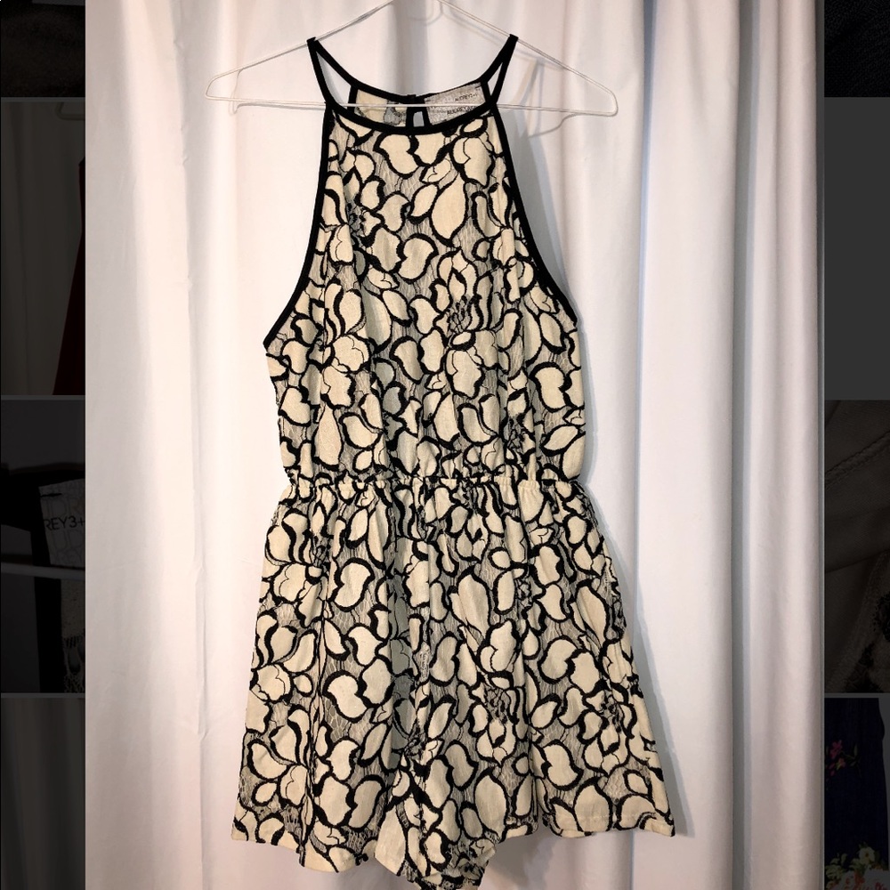 Audrey 3+1 Black and Off White Floral Romper